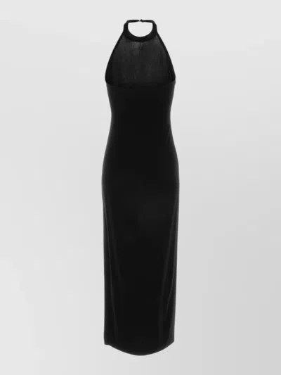 Norma Kamali Backless Halter Neck Fitted Midi Dress In Black