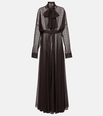 Norma Kamali Balloon-sleeve Mesh Shirt Dress In Brown