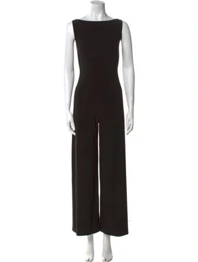 Pre-owned Norma Kamali Bateau Neckline Jumpsuit In Black
