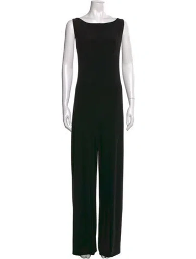 Pre-owned Norma Kamali Bateau Neckline Jumpsuit In Black