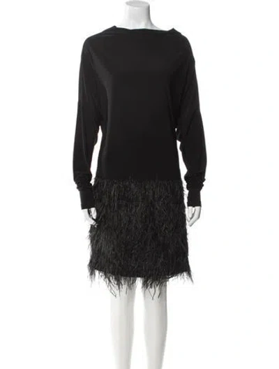 Pre-owned Norma Kamali Bateau Neckline Knee-length Dress In Black