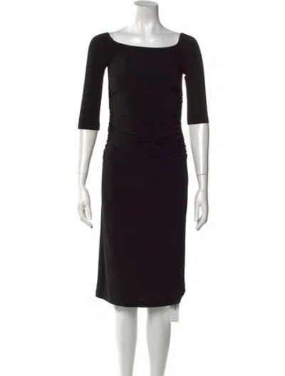 Pre-owned Norma Kamali Bateau Neckline Knee-length Dress In Black