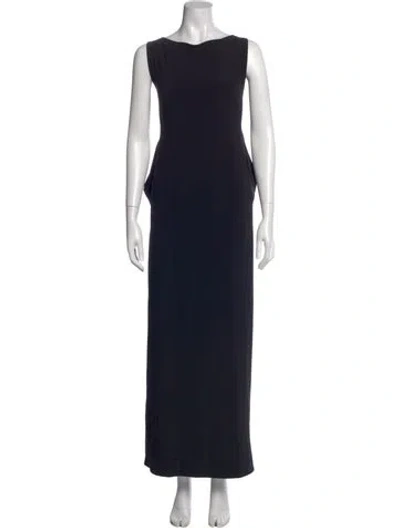Pre-owned Norma Kamali Bateau Neckline Long Dress In Black