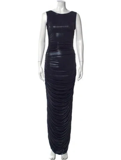 Pre-owned Norma Kamali Bateau Neckline Long Dress In Black