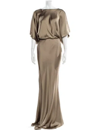 Pre-owned Norma Kamali Bateau Neckline Long Dress In Neutral