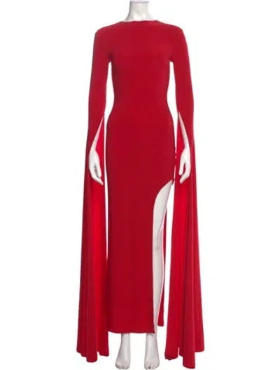 Pre-owned Norma Kamali Bateau Neckline Long Dress In Red