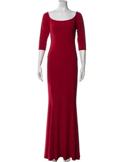 Pre-owned Norma Kamali Bateau Neckline Long Dress In Red