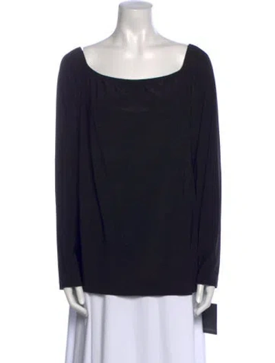 Pre-owned Norma Kamali Bateau Neckline Long Sleeve Blouse W/ Tags In Blue