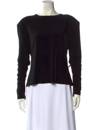 Pre-owned Norma Kamali Bateau Neckline Long Sleeve Top In Black