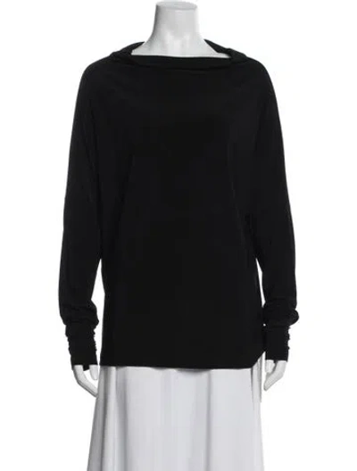 Pre-owned Norma Kamali Bateau Neckline Long Sleeve Top In Black