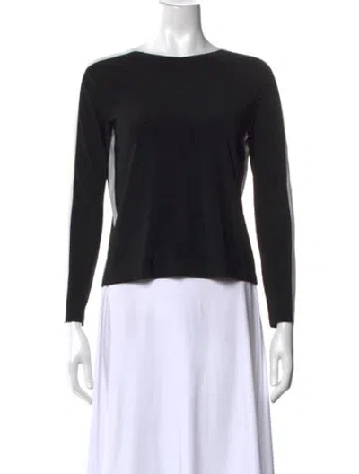 Pre-owned Norma Kamali Bateau Neckline Long Sleeve Top In Black