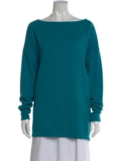 Pre-owned Norma Kamali Bateau Neckline Long Sleeve Top In Blue