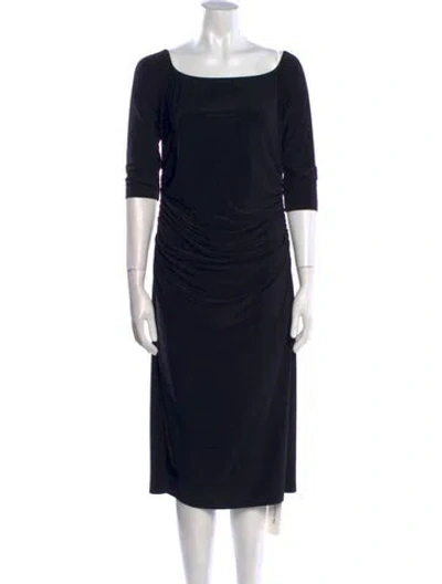Pre-owned Norma Kamali Bateau Neckline Midi Length Dress In Black