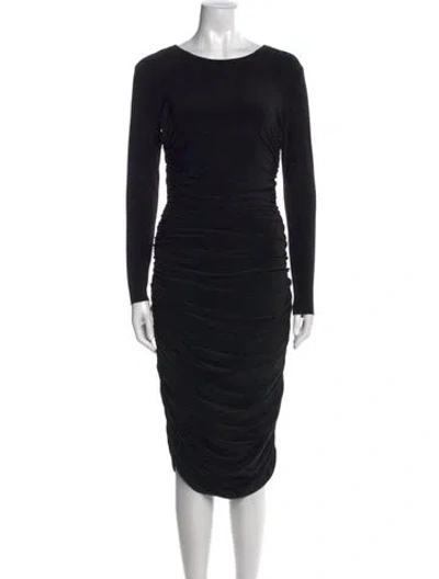 Pre-owned Norma Kamali Bateau Neckline Midi Length Dress In Black