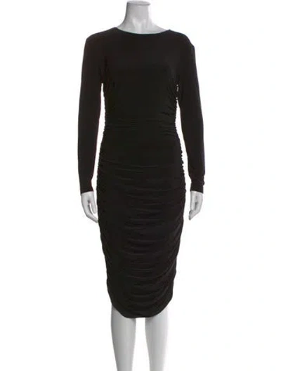 Pre-owned Norma Kamali Bateau Neckline Midi Length Dress In Black