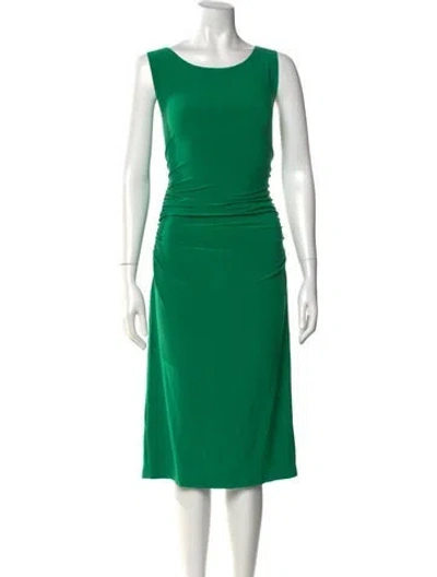 Pre-owned Norma Kamali Bateau Neckline Midi Length Dress In Green