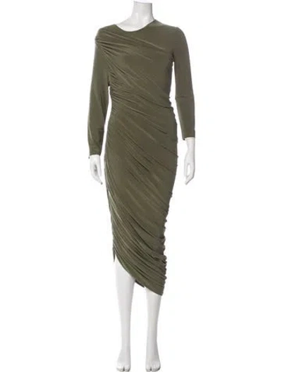 Pre-owned Norma Kamali Bateau Neckline Midi Length Dress In Green