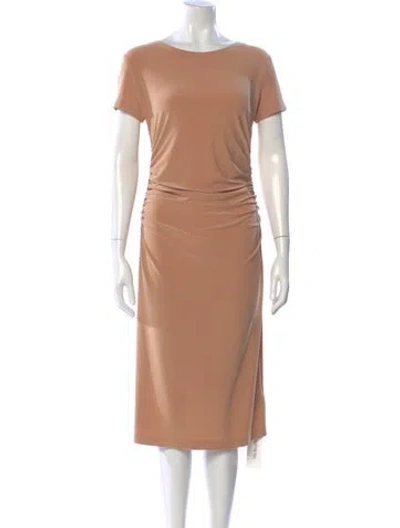 Pre-owned Norma Kamali Bateau Neckline Midi Length Dress In Neutral