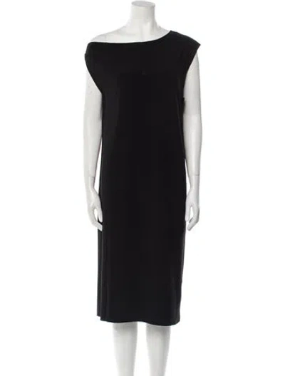 Pre-owned Norma Kamali Bateau Neckline Midi Length Dress W/ Tags In Blue