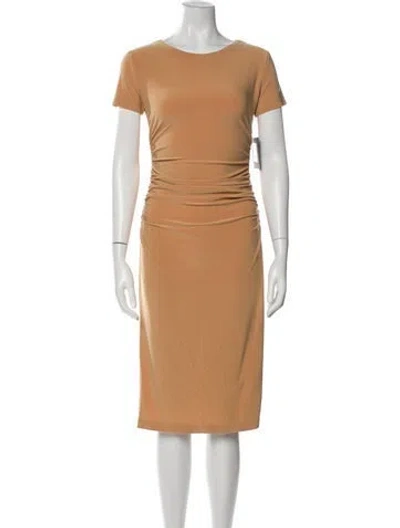 Pre-owned Norma Kamali Bateau Neckline Midi Length Dress W/ Tags In Neutral
