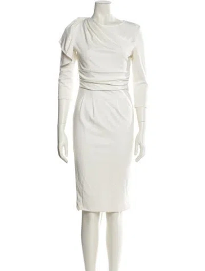Pre-owned Norma Kamali Bateau Neckline Midi Length Dress In White