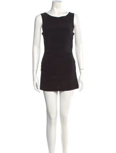 Pre-owned Norma Kamali Bateau Neckline Mini Dress In Black