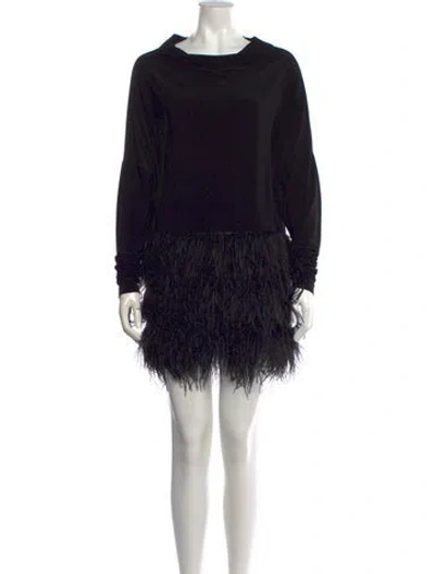 Pre-owned Norma Kamali Bateau Neckline Mini Dress In Black