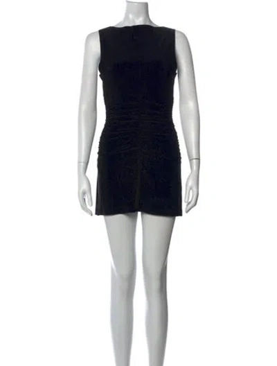 Pre-owned Norma Kamali Bateau Neckline Mini Dress In Black