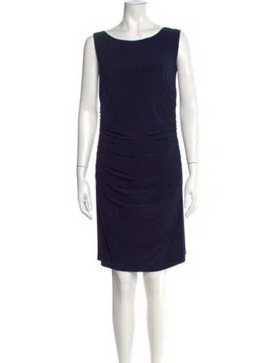 Pre-owned Norma Kamali Bateau Neckline Mini Dress In Blue