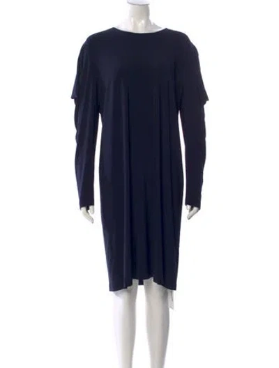 Pre-owned Norma Kamali Bateau Neckline Mini Dress In Blue