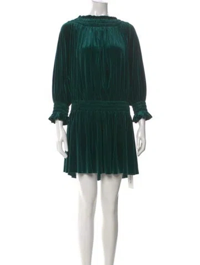 Pre-owned Norma Kamali Bateau Neckline Mini Dress In Green
