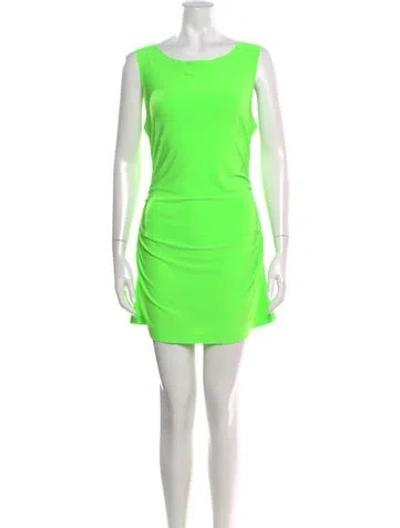 Pre-owned Norma Kamali Bateau Neckline Mini Dress In Green