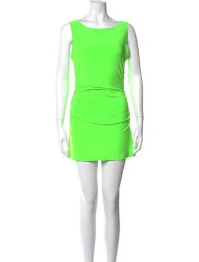 Pre-owned Norma Kamali Bateau Neckline Mini Dress In Green