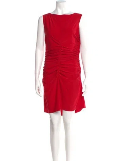 Pre-owned Norma Kamali Bateau Neckline Mini Dress In Red