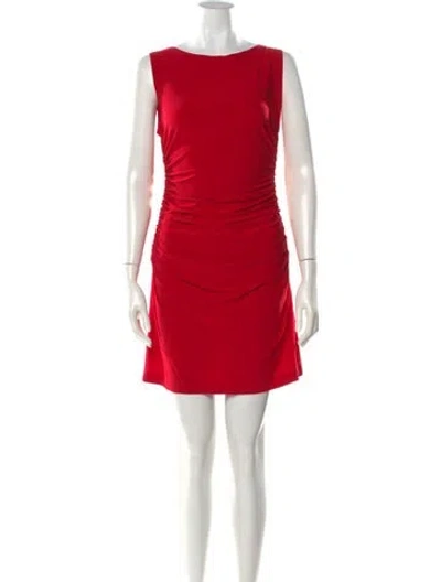 Pre-owned Norma Kamali Bateau Neckline Mini Dress In Red
