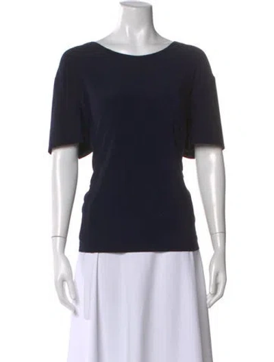 Pre-owned Norma Kamali Bateau Neckline Short Sleeve Top In Blue