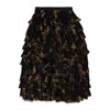 Norma Kamali Beige Wheat Barley Ruffle Flared Skirt In Brown