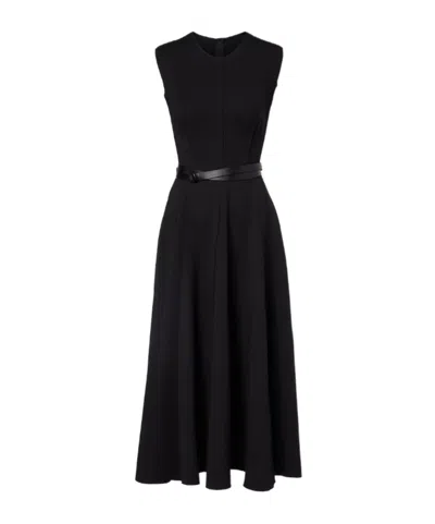 Norma Kamali Belted Cotton-blend Midi Dress In Black