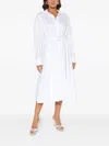 Norma Kamali Belted-detail Midi Shirt Dress In White