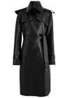 Norma Kamali Belted Faux Leather Trench Coat In Black