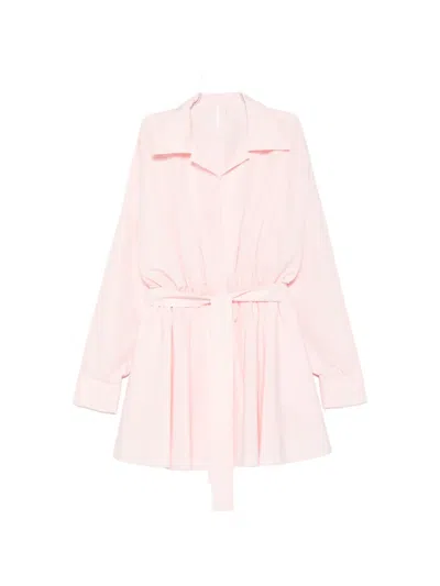 Norma Kamali Super Oversized Bf Nk Shirt Flared Mini Dress In Pink