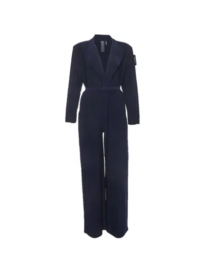 Pre-owned Norma Kamali Belted Full-sleeve Jumpsuit In Blue
