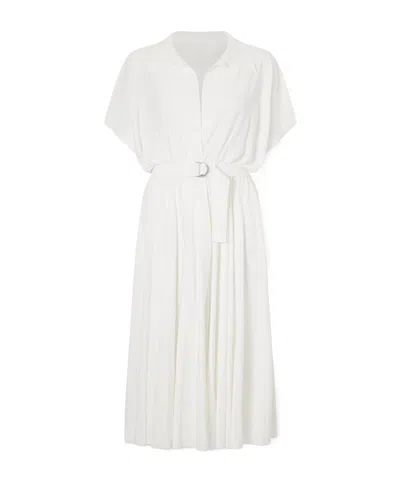 Norma Kamali Belted Jersey Midi Dress In White