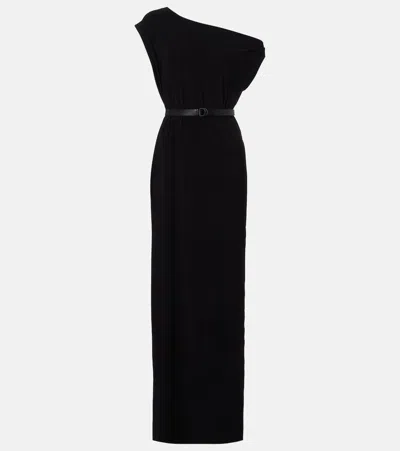 Norma Kamali Belted One-shoulder Maxi Dress In Black