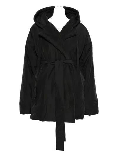 Norma Kamali Belted Oversized Coat In Black