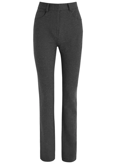 Norma Kamali Belted Stretch-cotton Trousers In Dark Grey