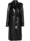 Norma Kamali Faux Leather Trench Coat In Black