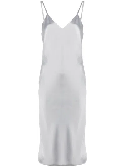Norma Kamali Bias-cut Satin Slip Dress In 银色