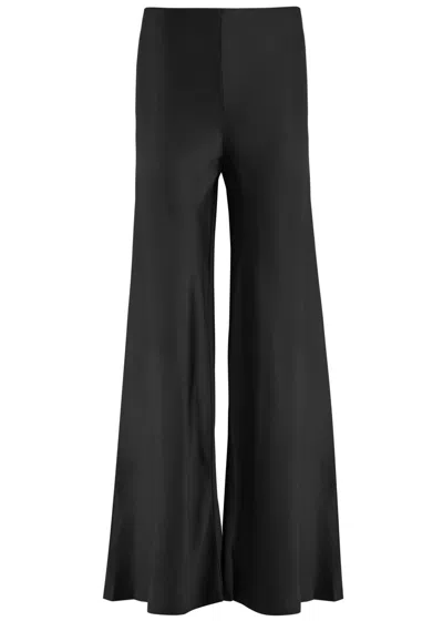 Norma Kamali Bias Elephant Wide-leg Satin Trousers In Black