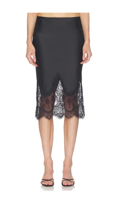 Norma Kamali Bias Half Slip Skirt With Lace In Black